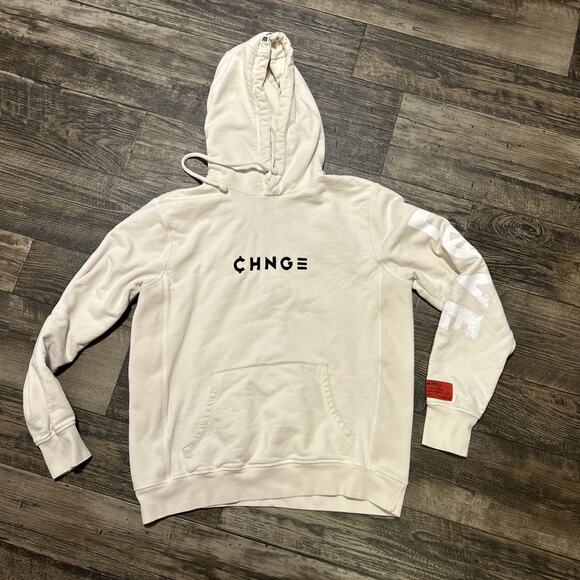 CHNGE Hoodie Mens M Sweatshirt Peace Love Skeleton Embroidered Organic Cotton - Picture 6 of 11